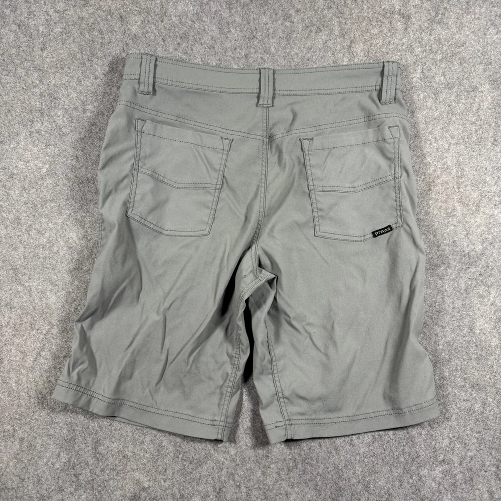 Prana Zion Shorts Mens 32 Gray Green Hiking Outdoor Stretch Nylon 11 Inseam